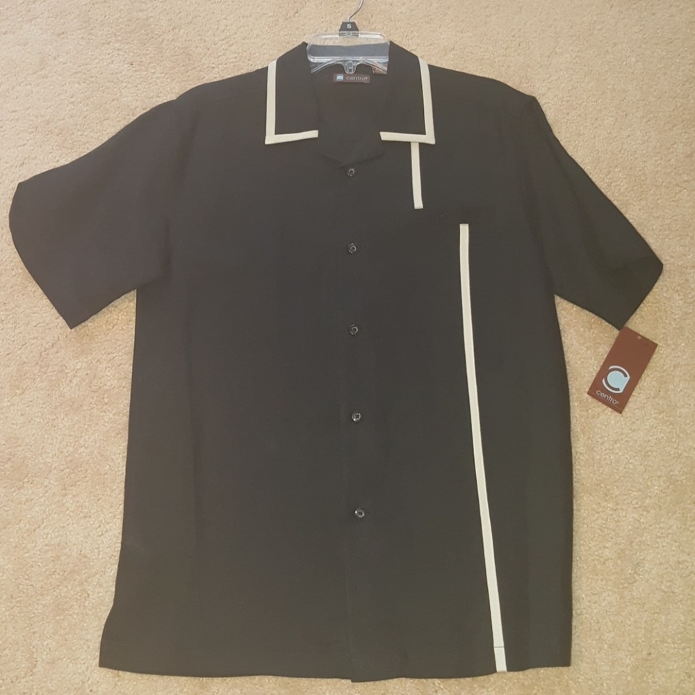 Mens centro small brand new w tag black shirt w white detail